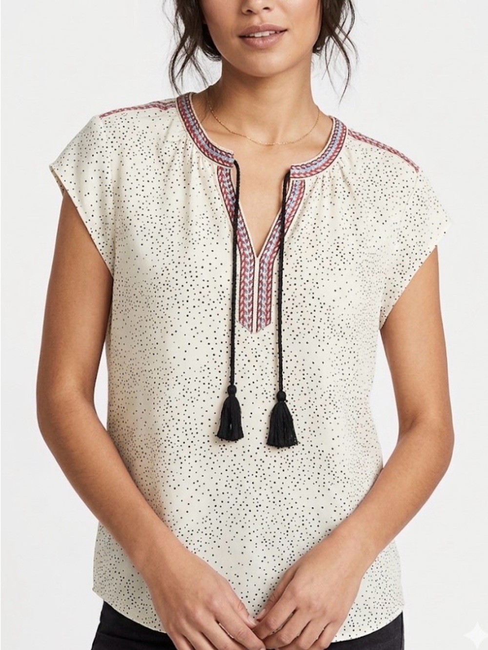 DR2 Dot Tassel Blouse